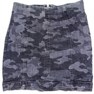 Free people camo jean mini skirt